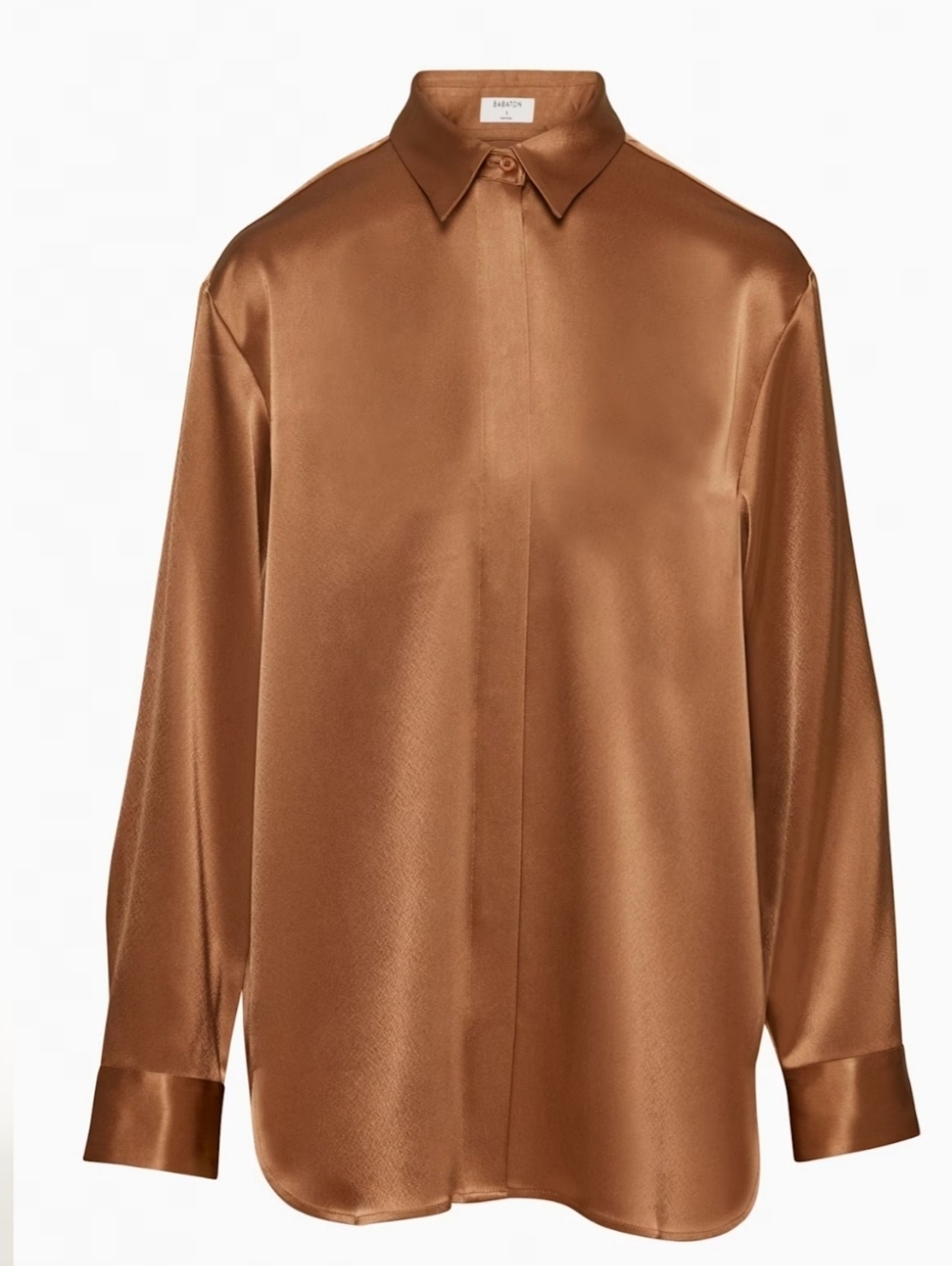 Aritzia Babaton Sable Satin Shirt size Xl Bronze - Picture 6 of 11